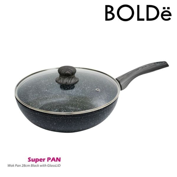 BOLDE Pan Wok + Glass Black 28 gw328